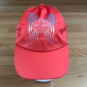 Harley Davidson Angel Wings Orange Hat Cap Girls Size 4-14